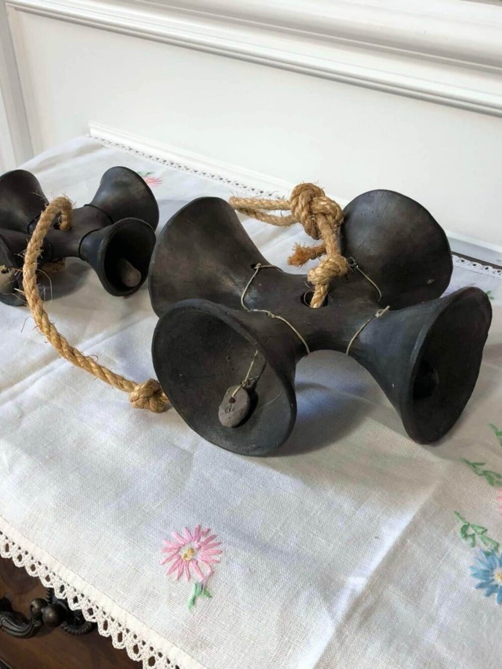 Mexican pottery / vintage ceramic wedding bells
